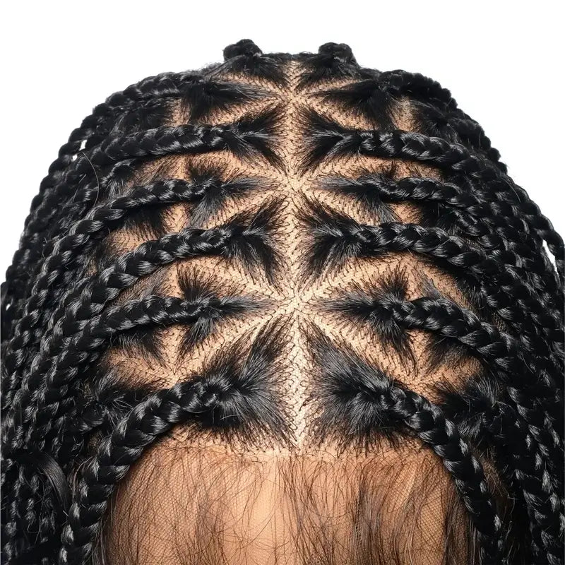 Full Lace Deep Wave Knotless BOHO Braided Wig- Synthetic hair