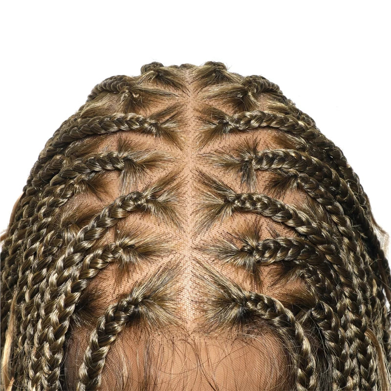 Full Lace Deep Wave Knotless BOHO Braided Wig- Synthetic hair