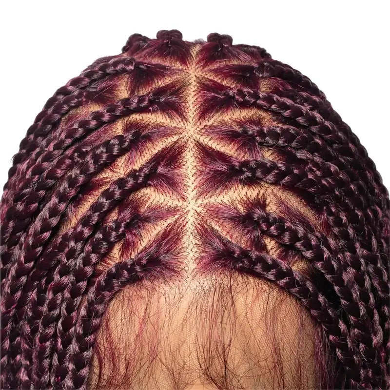 Full Lace Deep Wave Knotless BOHO Braided Wig- Synthetic hair