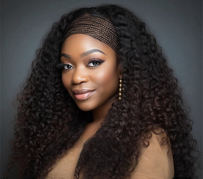 Head band wigs Natural Black